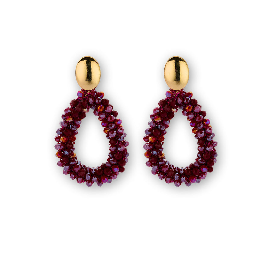 Statement Ohrringe teardrops Stecker bordeaux