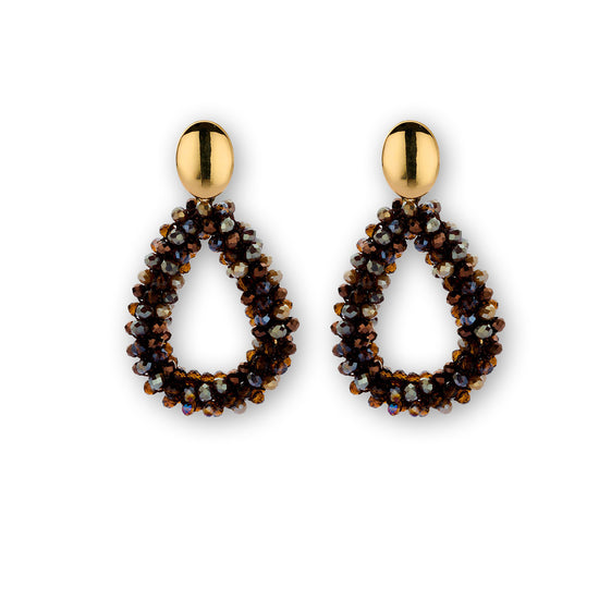 Statement Ohrringe teardrops Stecker braun