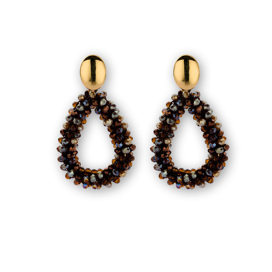 Statement Ohrringe teardrops Stecker braun