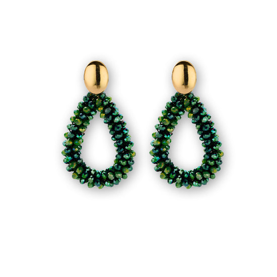 Statement Ohrringe teardrops Stecker dunkelgruen.1