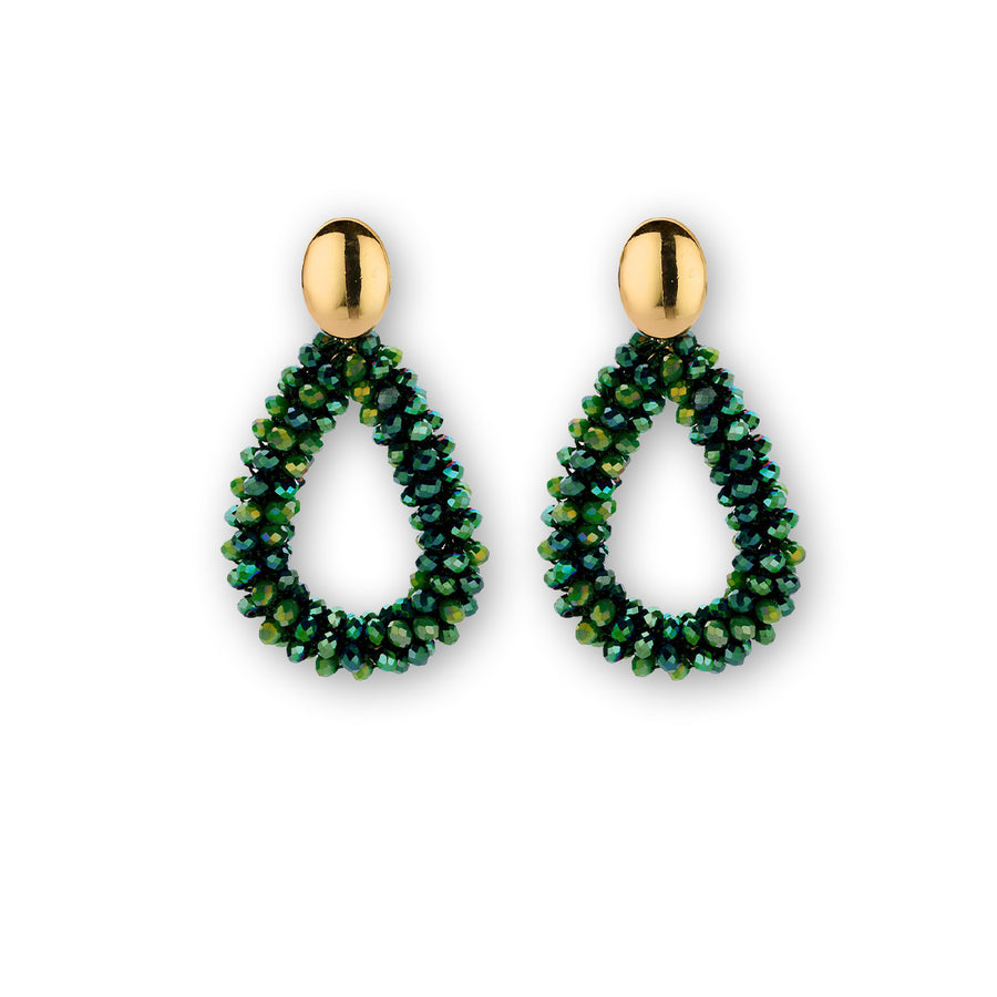 Statement Ohrringe teardrops Stecker dunkelgruen.1