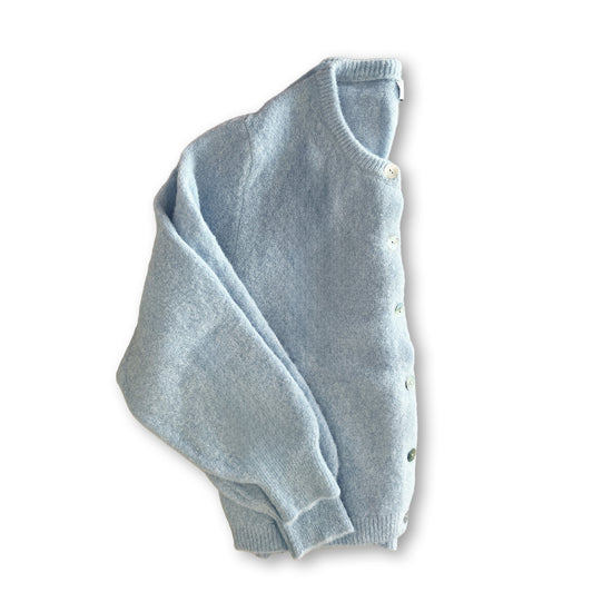 Himmelblaue Alpaka Strickjacke für Babys, onesize, kuschelig, ohne Fussel