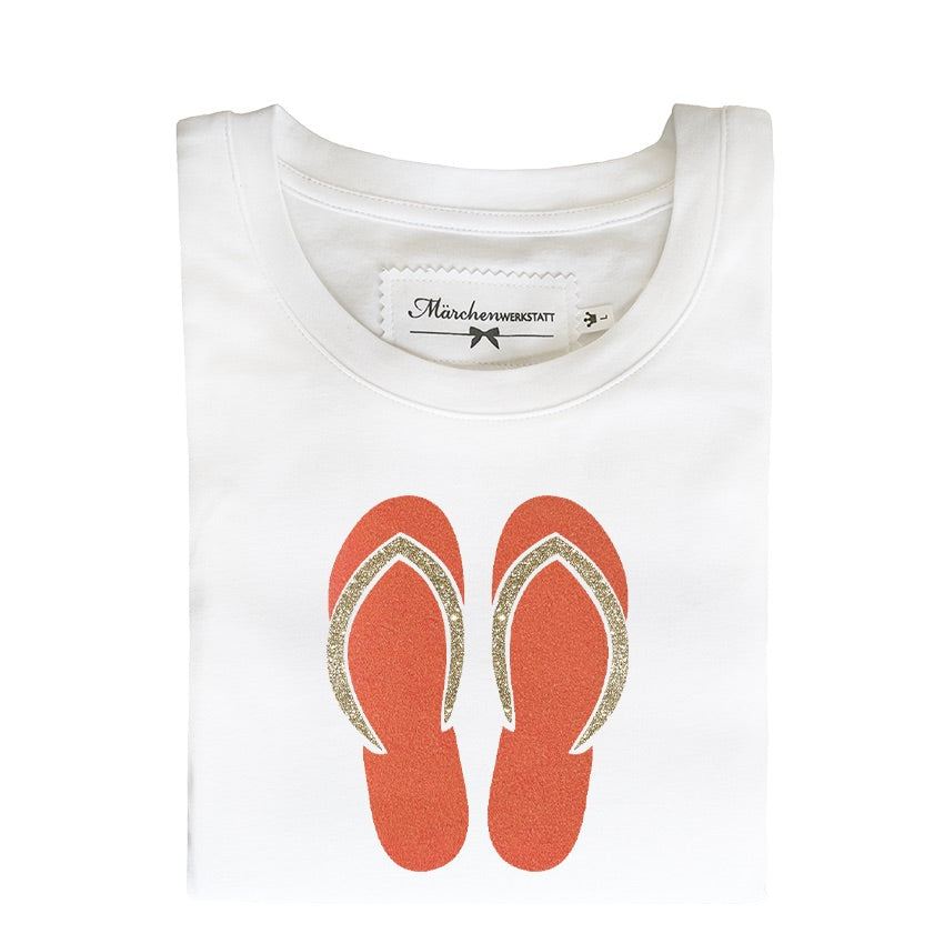 Mädchen T-Shirt Flip Flop orange mit Glitzer