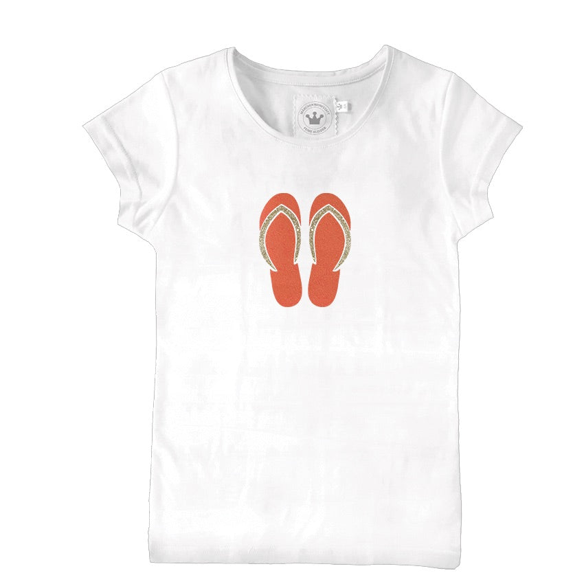 Mädchen T-Shirt Flip Flop orange mit Glitzer