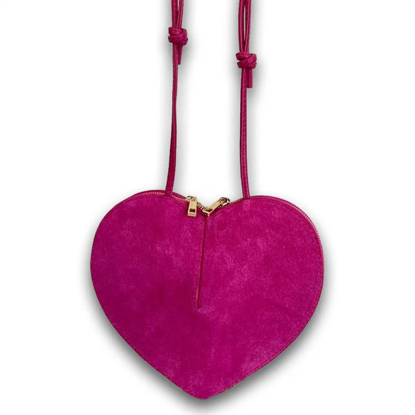 Herzl Tasche Velourleder pink mit verstellbarem Riemen