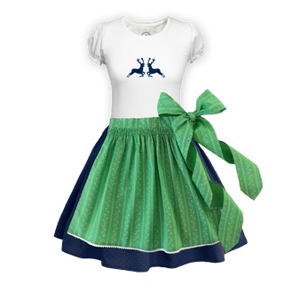 
                    
                      Teenager Dirndl Rock dunkelblau Tupfen Schuerze Ranke gruen
                    
                  
