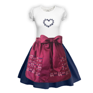 
                    
                      Teenager Dirndl Rock dunkelblau Tupfen Schuerze Seide dunkelrot Shirt Herz
                    
                  