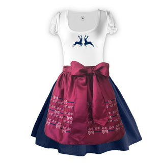 
                    
                      Teenager Dirndl Rock dunkelblau Tupfen Schuerze Seide dunkelrot Shirt Hirsche
                    
                  