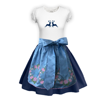 
                    
                      Teenager Dirndl Rock dunkelblau Tupfen Schuerze Seide hellblau
                    
                  