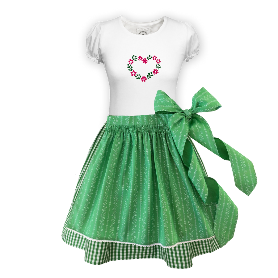 Teenager Dirndl Rock gruen Karo Schuerze Ranke gruen