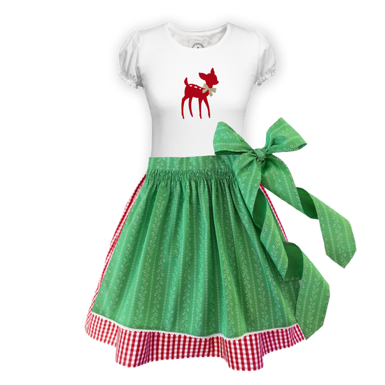 Teenager Dirndl Rock rot Karo Schuerze Ranke gruen
