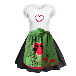 
                    
                      Teenager Dirndl Rock schwarz Tupfen Schuerze Seide gruen Shirt Bambi
                    
                  