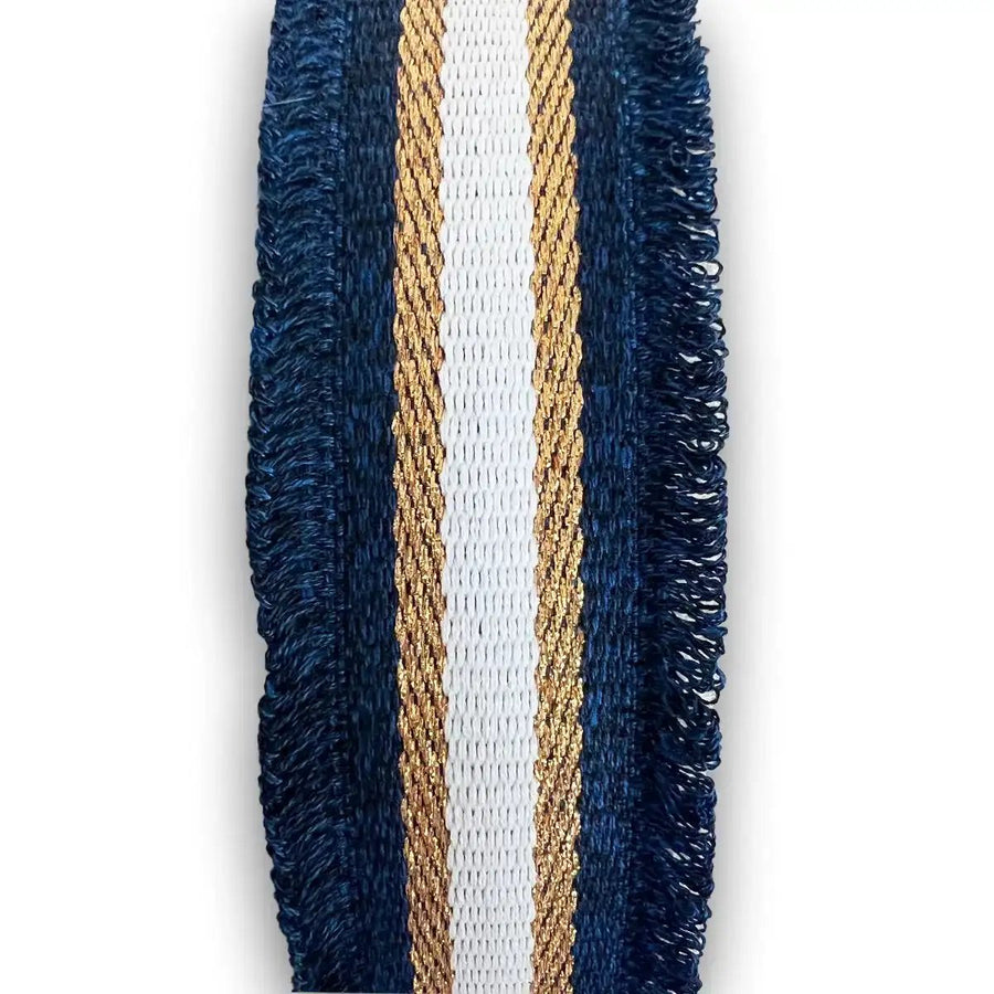 Bunter Webgürtel in Blau, Gold, Weiß
