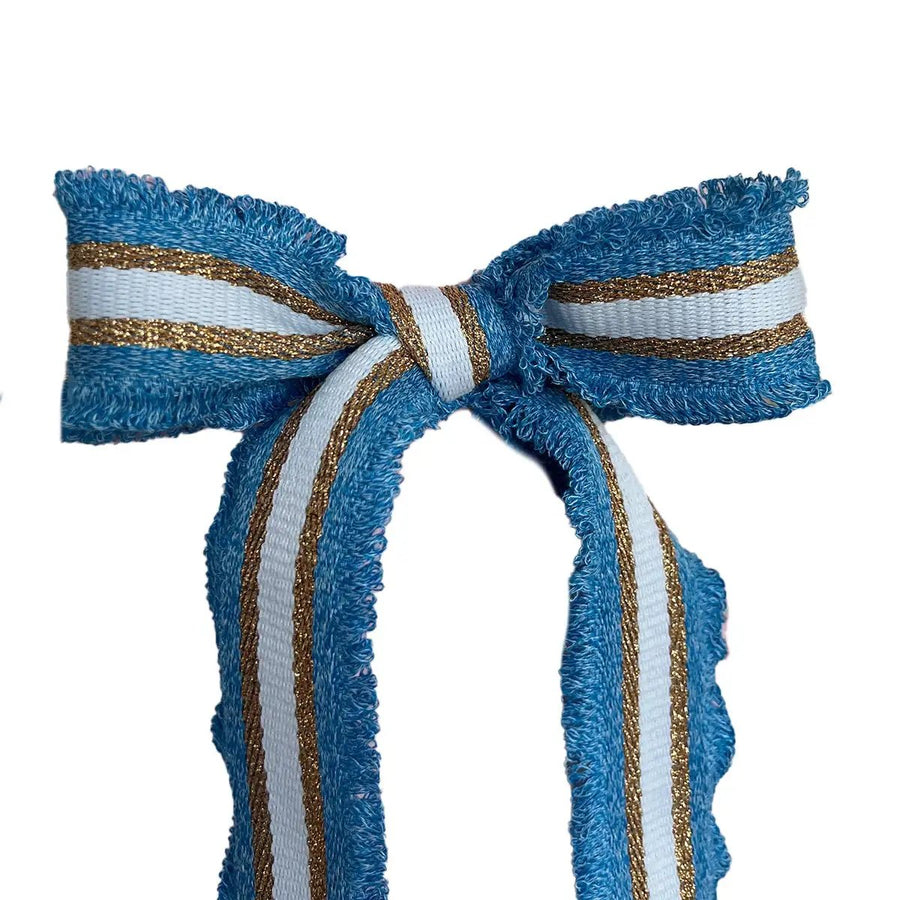 Web Stoffguertel Dirndl belt weiss gold hellblau