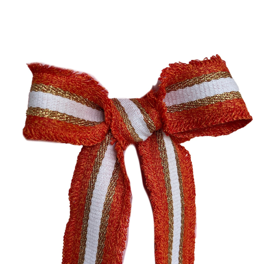 Oranger Stoffgürtel mit Goldstreifen, verspieltes Accessoire