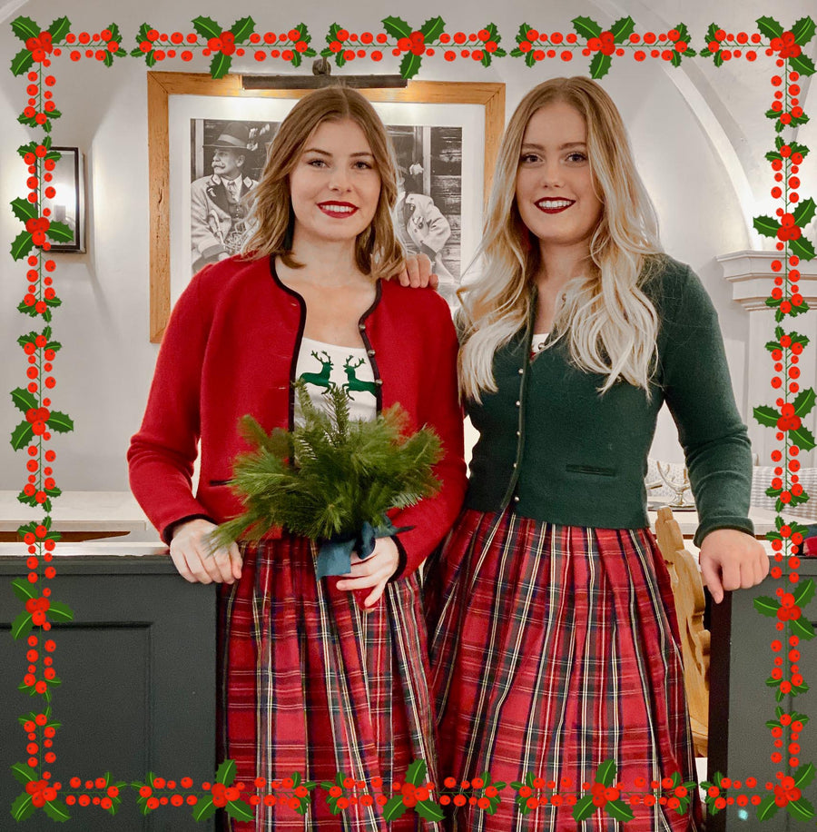 Winterdirndl Damen Weihnachten rot grün