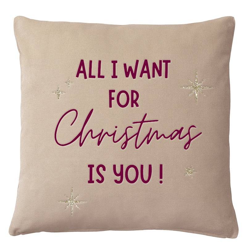 Samtkissen All I want for Christmas