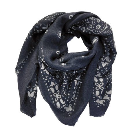 Wolltuch Paisley Bandana gross dunkelblau