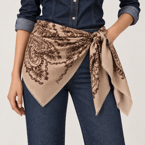 Wolltuch Paisly Bandana gross dunkelbraun jpg