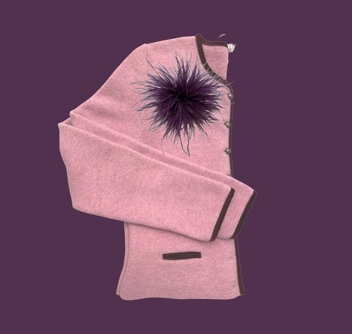 Feder-Brosche- rosa Beere