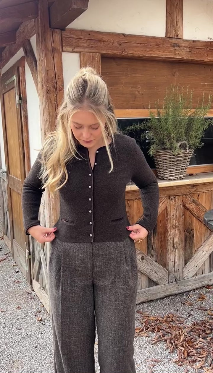 Trachten Strickjacke Damen Schokobraun