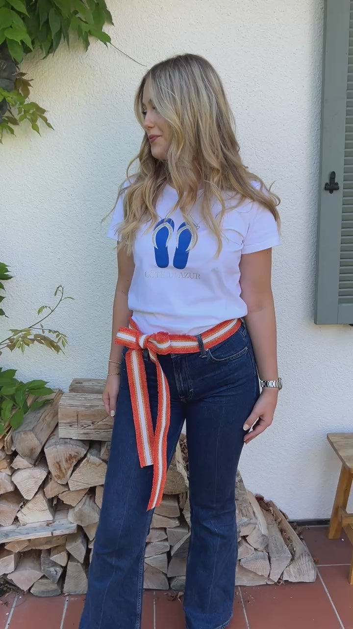 Stoff Gürtel gewebt orange/gold