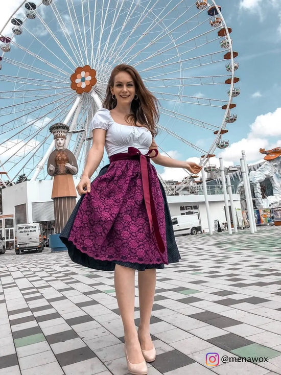 Damen Dirndl Beere Märchenwerkstatt Damen Dirndl ohne Mieder mit T-Shirt , Rock &amp; Schürze