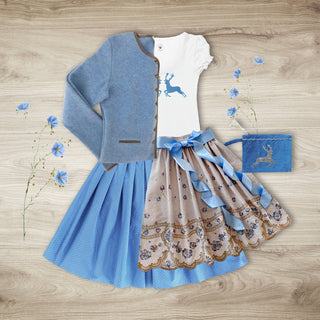 
                    
                      Damen Dirndl blaue Stickerei hellblaue Bänder
                    
                  