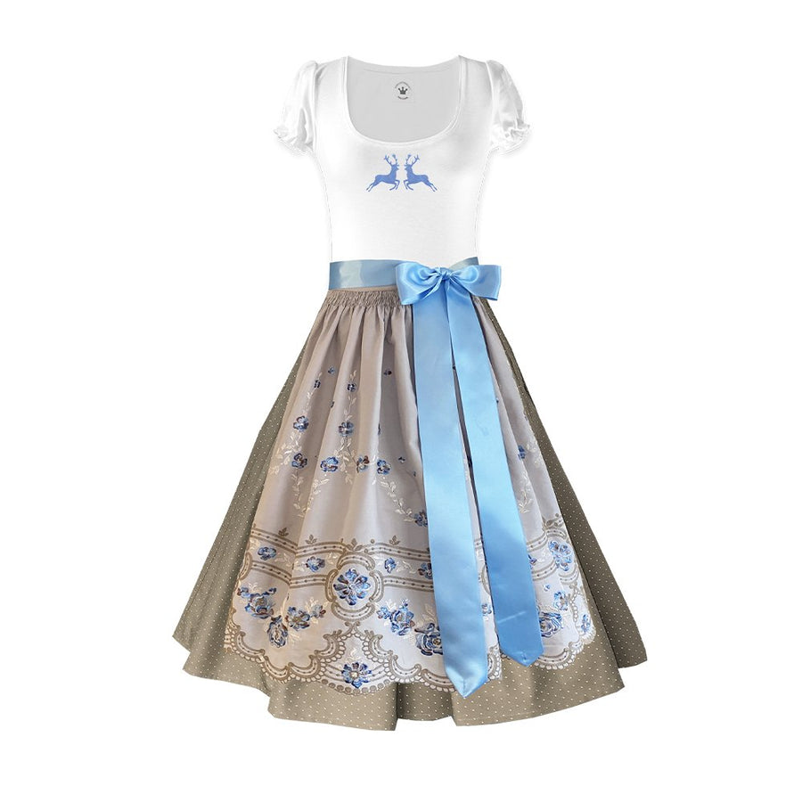 Damen Dirndl blaue Stickerei hellblaue Bänder