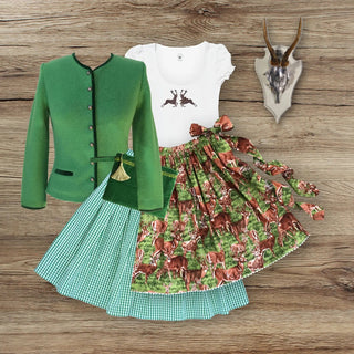 
                    
                      Damen Dirndl Hirschglück Märchenwerkstatt Damen Dirndl ohne Mieder mit T-Shirt , Rock &amp; Schürze
                    
                  