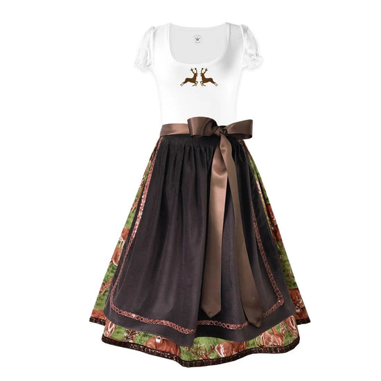 Damen Dirndl Hirschglück Samt Märchenwerkstatt Damen Dirndl ohne Mieder mit T-Shirt , Rock &amp; Schürze