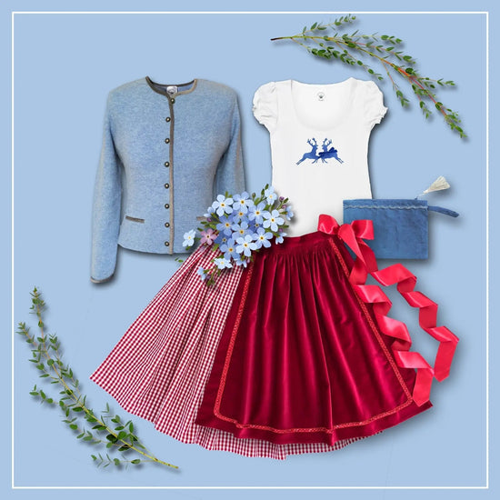 Damen Dirndl Landliebe Samt Märchenwerkstatt Damen Dirndl ohne Mieder mit T-Shirt , Rock &amp; Schürze