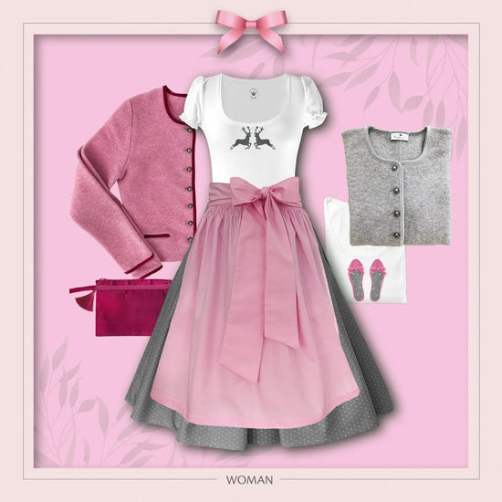 Damen Dirndl Rosa Märchenwerkstatt Damen Dirndl ohne Mieder mit T-Shirt , Rock &amp; Schürze