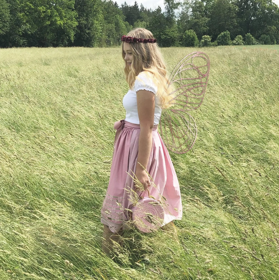 Damen Dirndl Rosenschimmer Märchenwerkstatt Damen Dirndl ohne Mieder mit T-Shirt , Rock &amp; Schürze