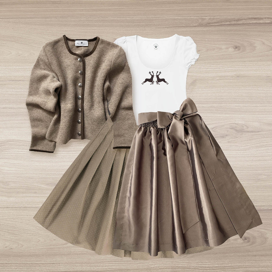 Damen Dirndl Taft Haselnuss