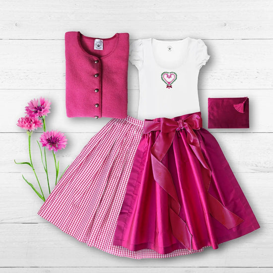 Damen Dirndl Taft Himbeere