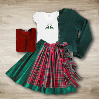 
                    
                      Damen Dirndl Taft Karo Märchenwerkstatt Damen Dirndl ohne Mieder mit T-Shirt , Rock &amp; Schürze
                    
                  