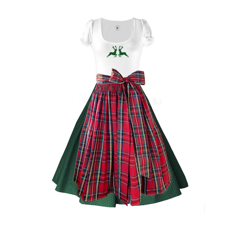 Damen Dirndl Taft Karo Märchenwerkstatt Damen Dirndl ohne Mieder mit T-Shirt , Rock &amp; Schürze