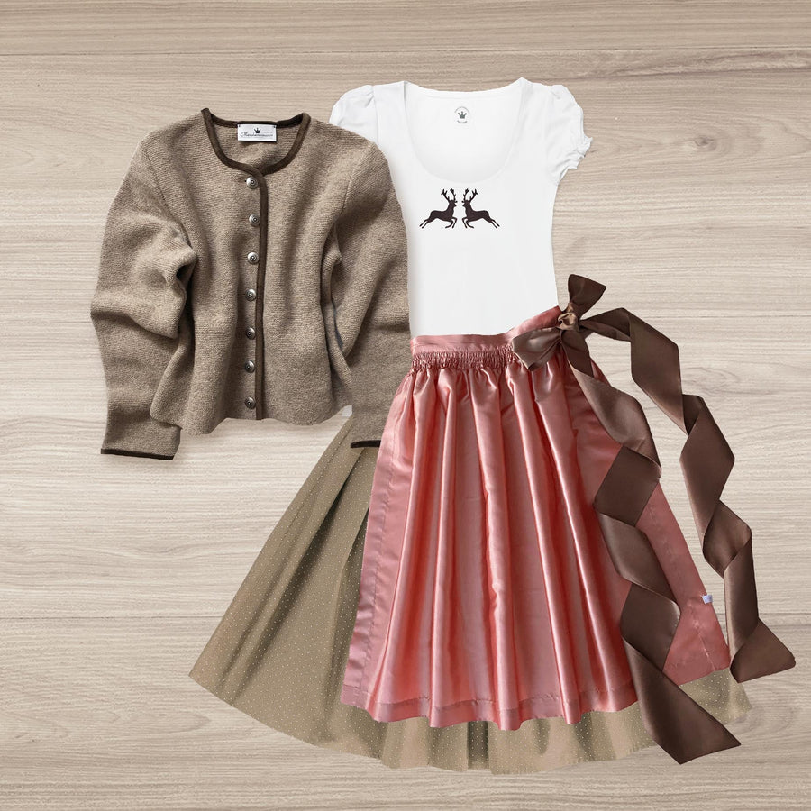 Damen Dirndl Taft Rouge