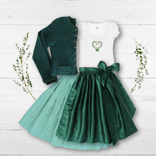 
                    
                      Damen Dirndl Taft Tannengrün Märchenwerkstatt Damen Dirndl ohne Mieder mit T-Shirt , Rock &amp; Schürze
                    
                  