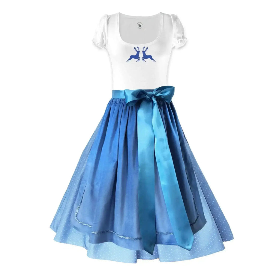 Dirndlkleid mit himmelblauer Samt-Schürze, Damenmode