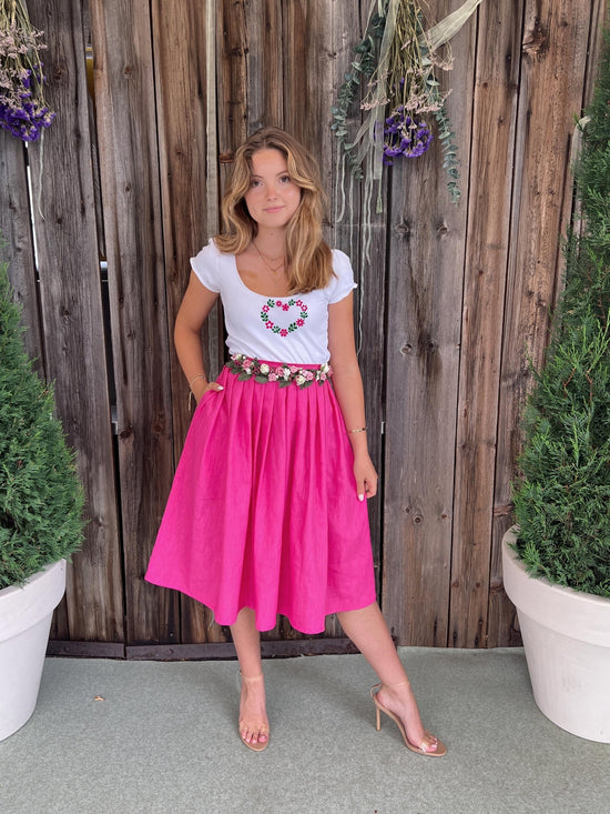 Damen Rock Leinen pink Märchenwerkstatt