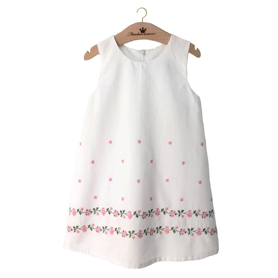 Kleid Marie weiß mit Rosen bestickt