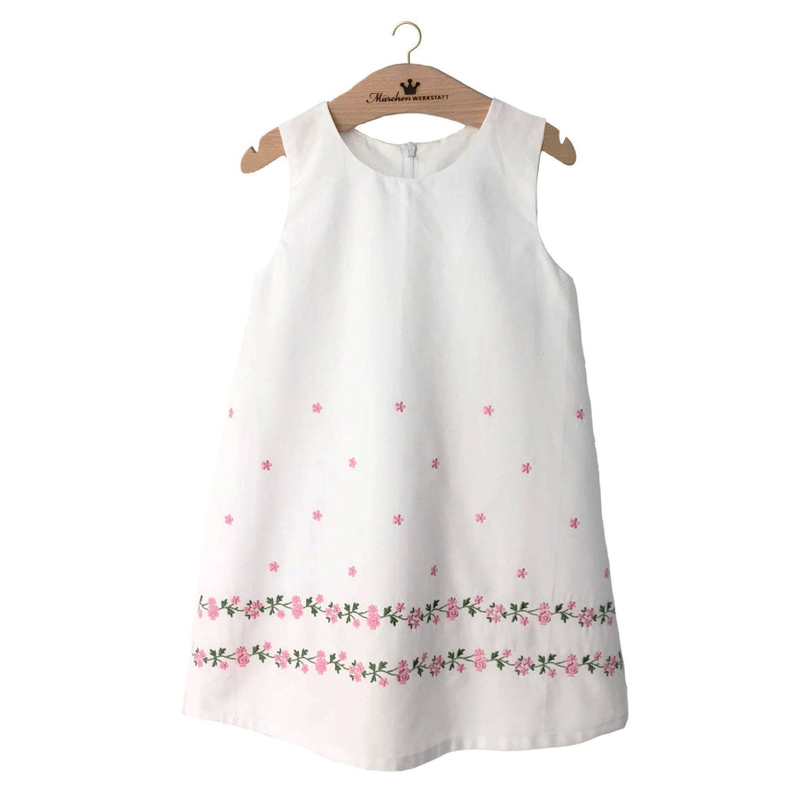 Kleid Marie weiß mit Rosen bestickt