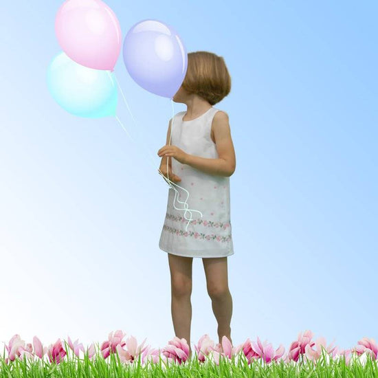 Kleid Marie weiß mit Rosen bestickt